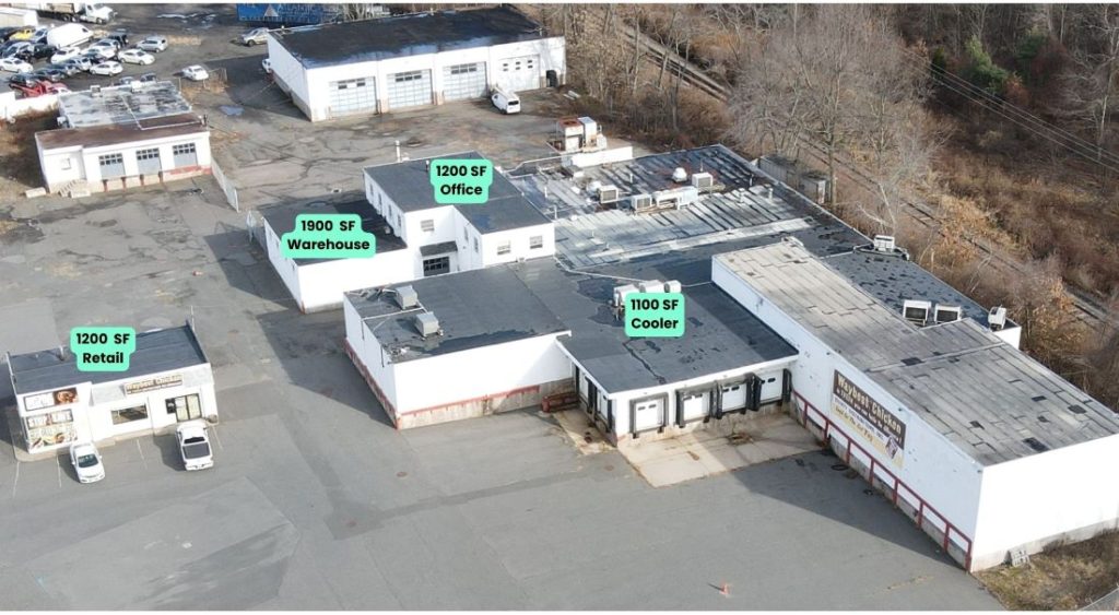 1510 John Fitch Blvd aerial view spaces available for lease, previously the Waybest Chicken building