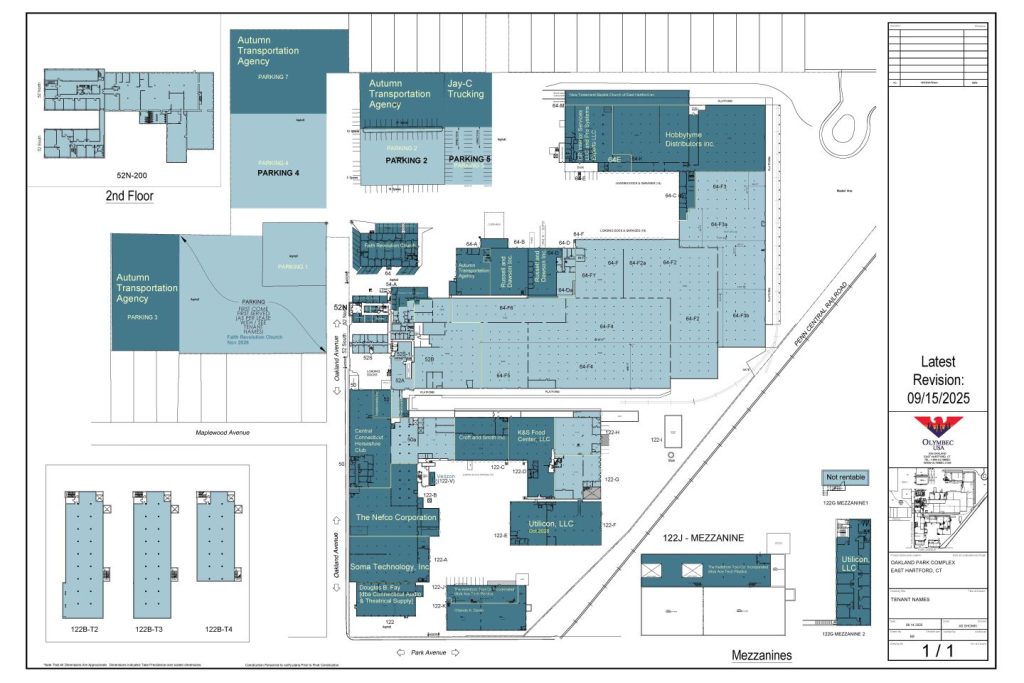 Oakland Park Complex - 122 Park & 52-64 Oakland - Tenant Names & Occupancy - as of 09.15.2025